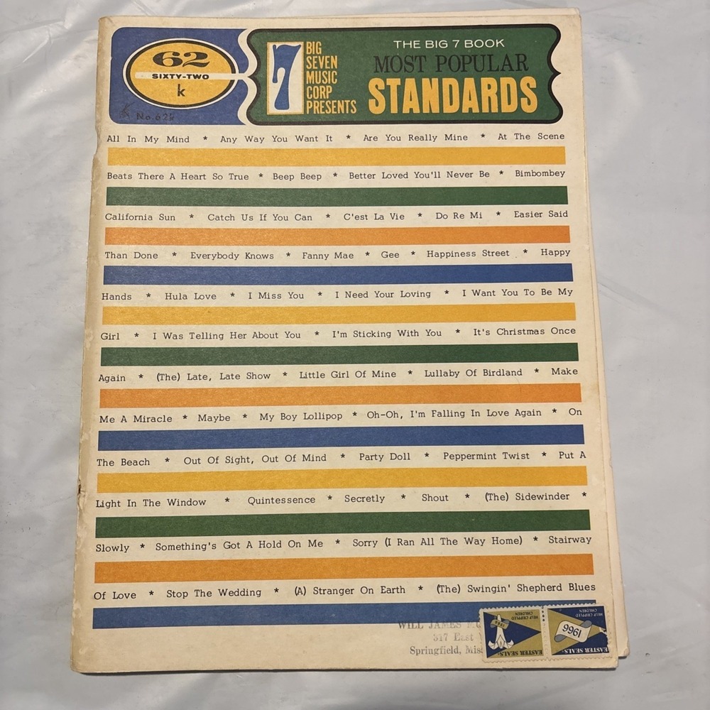 Big 7 Book Most Popular Standards Songbook 62 Sheet Music Songs Hansen Publish